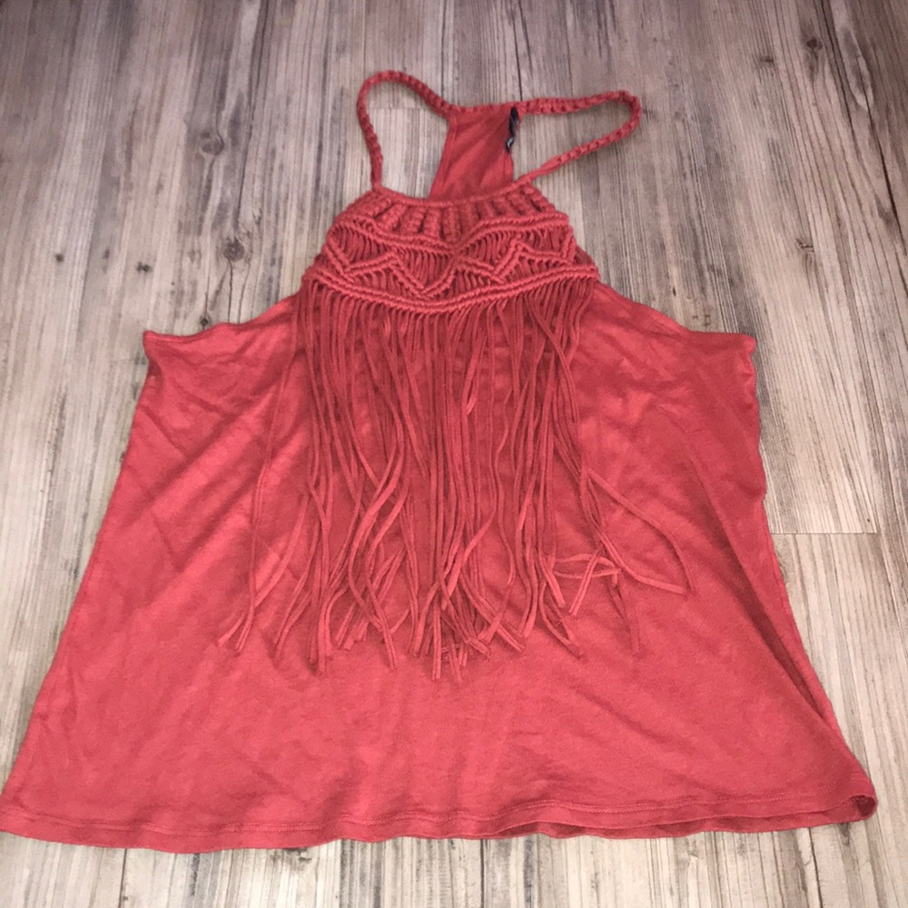 Rust Tank Top w/ fringe detail